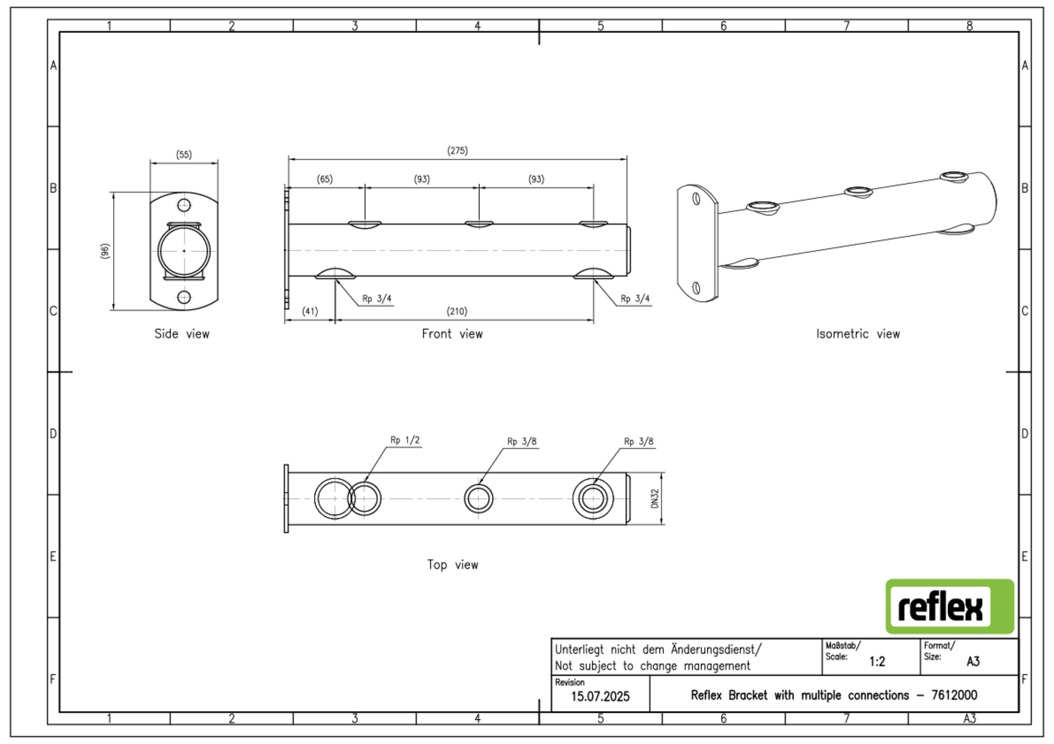 Reflex Wandhalterung als Rohrkonsole für