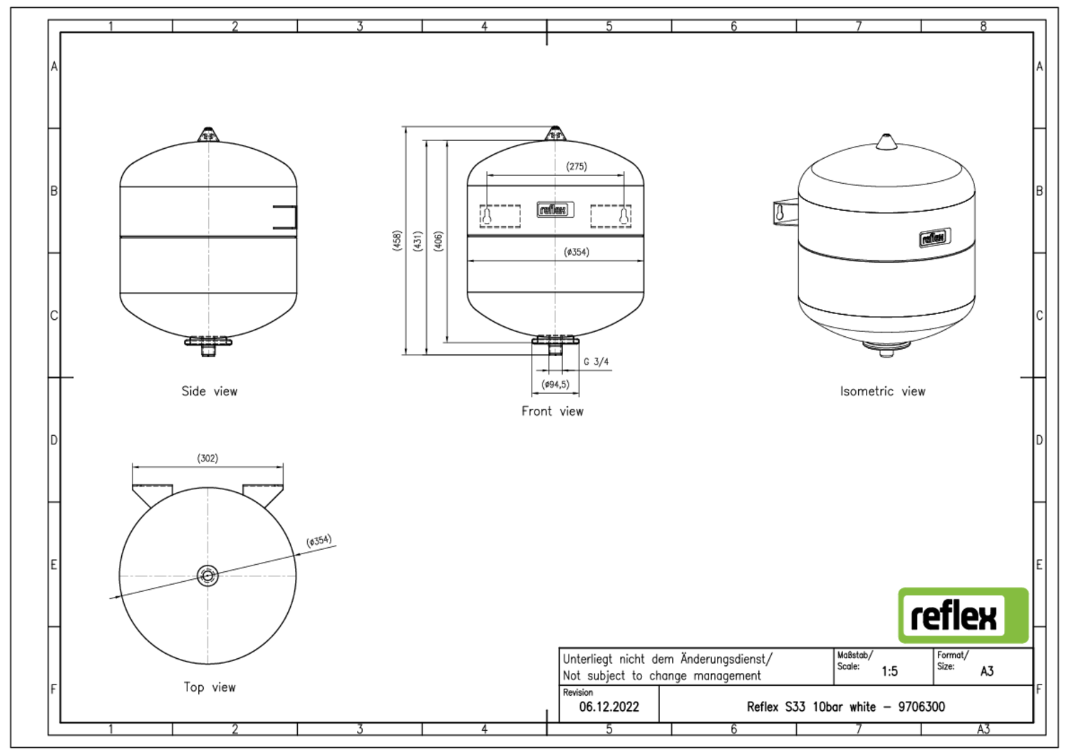 Reflex Membran-Druckausdehnungsgefäß