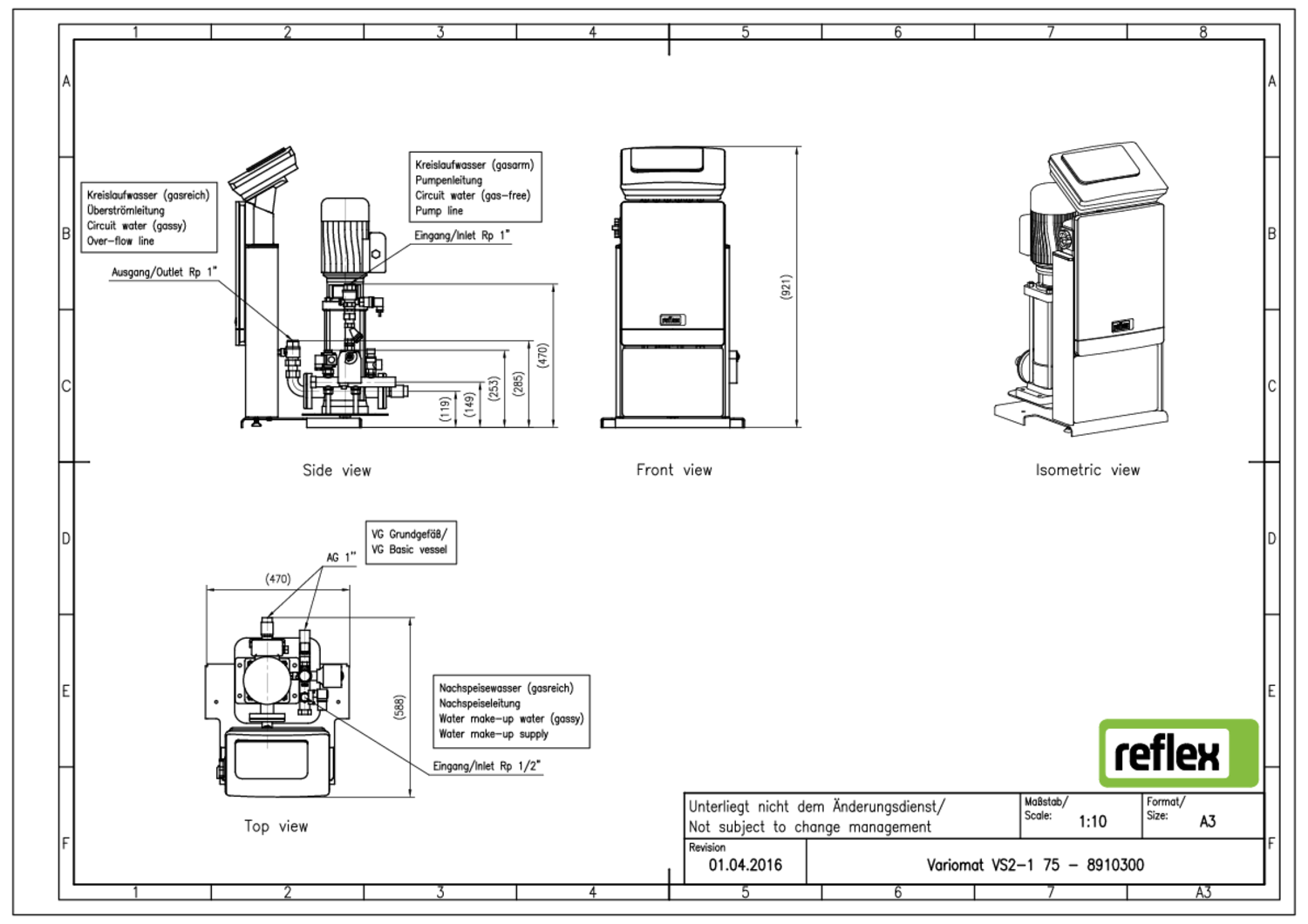 Reflex Pumpendruckhaltung Steuereinheit