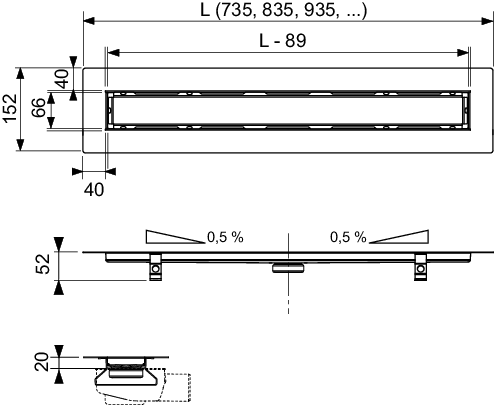 TECEdrainline Rinne für Naturstein,