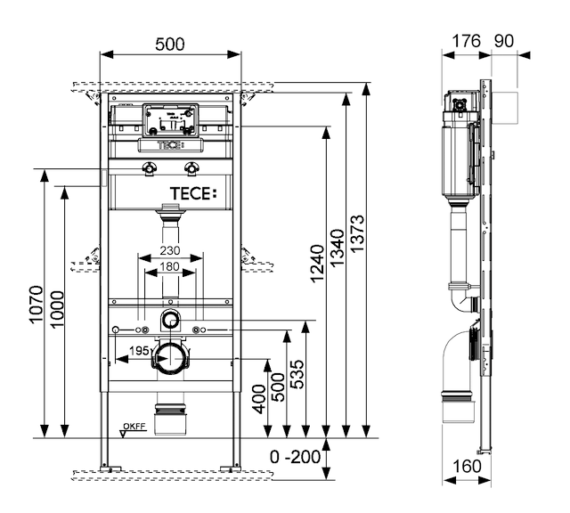 TECEprofil WC-Modul mit Uni-Spülkasten