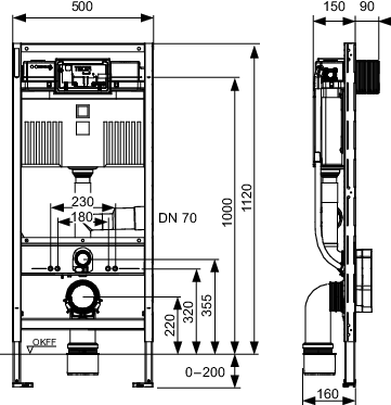 TECEprofil WC-Modul mit Uni-Spülkasten,