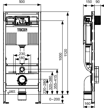 TECEprofil WC-Modul m. Uni-Spülkasten u.
