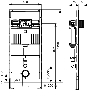 TECEprofil WC-Modul mit Uni-Spülkasten