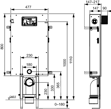 TECEbox WC-Modul mit Uni-Spülkasten, mit