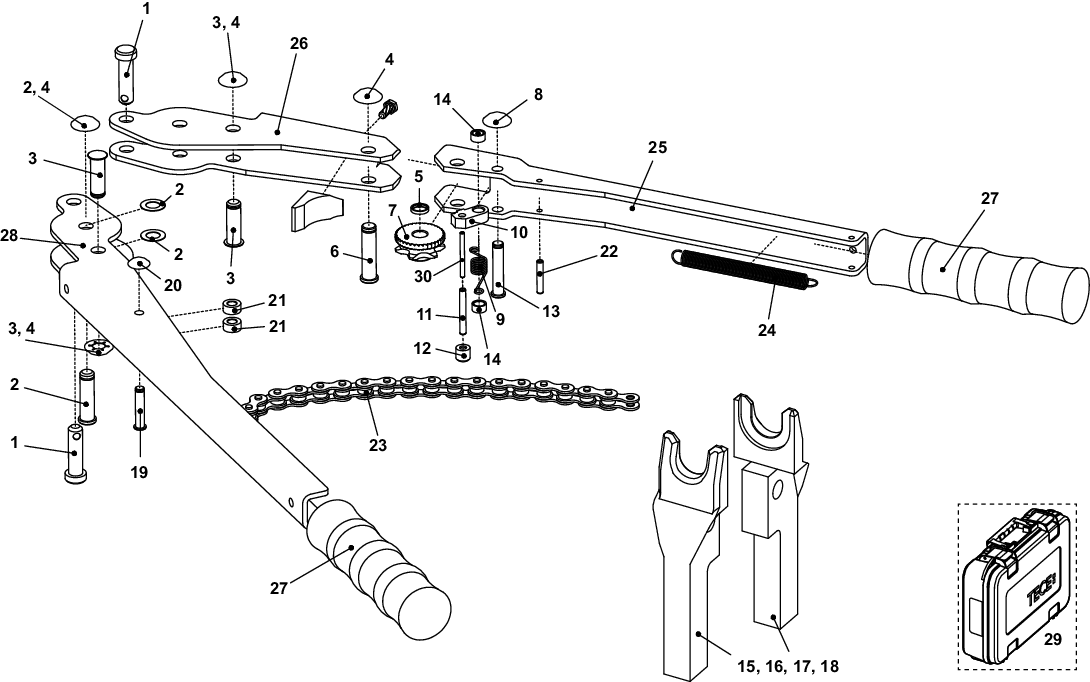 TECEflex Druckhülsen-Presswerkzeug man. TECEflex Druckhülsen-Presswerkzeug man.